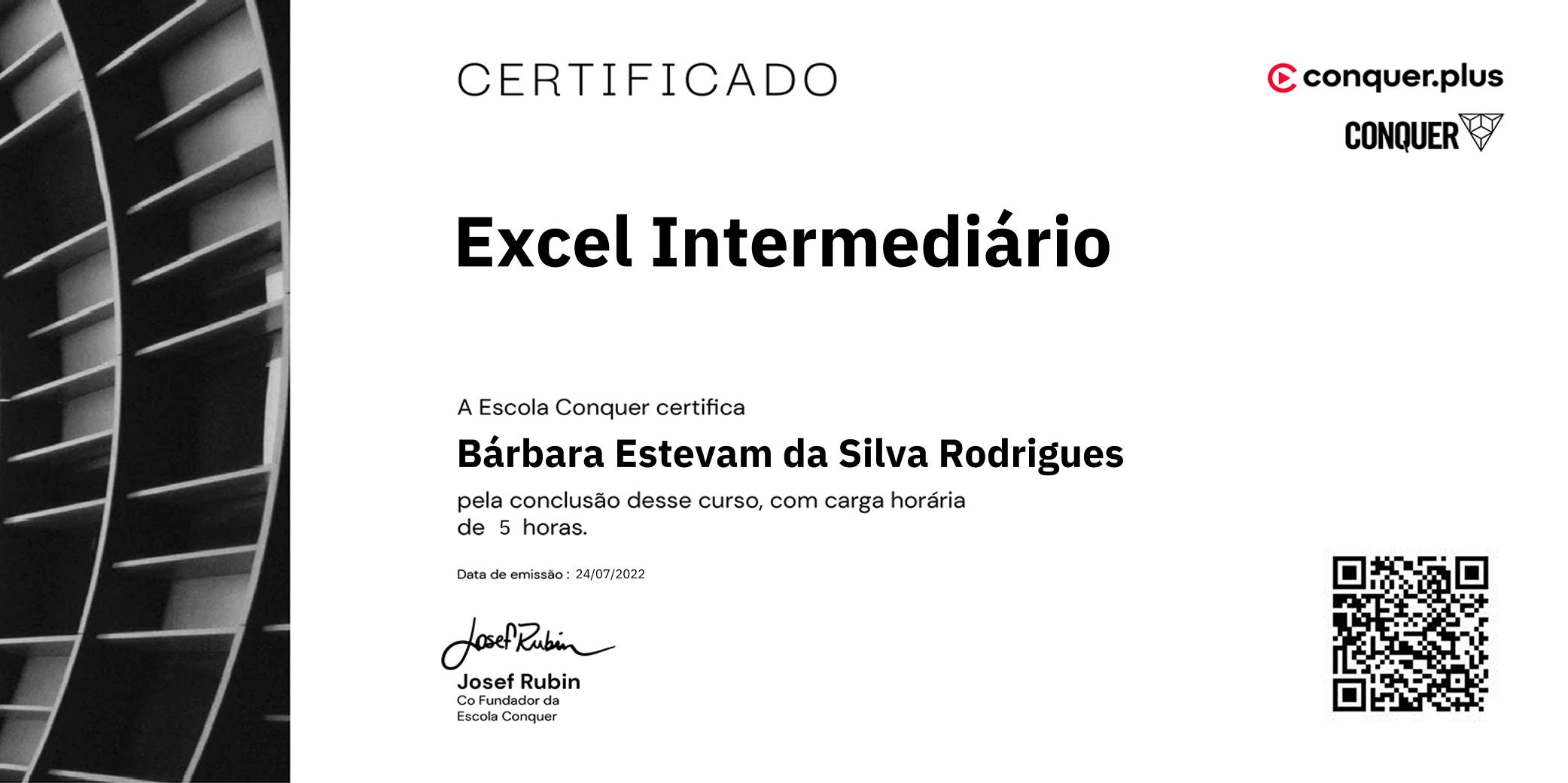 Certificado de Excel Intermediário